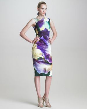 Oscar de la Renta Iris-Print Sheath Dress.jpg